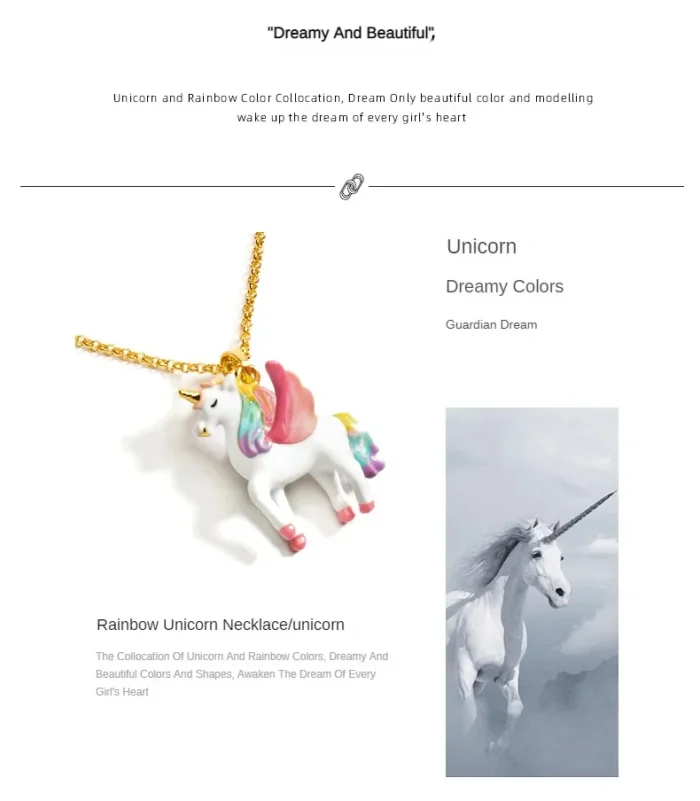 Rainbow Unicorn Enamel Necklace - Image 3