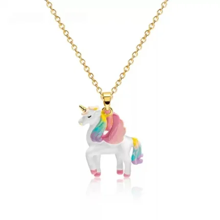 Rainbow Unicorn Enamel Necklace