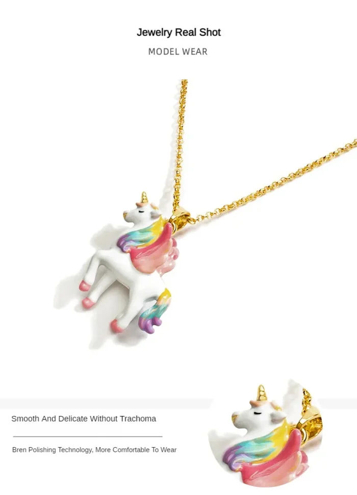 Rainbow Unicorn Enamel Necklace - Image 2