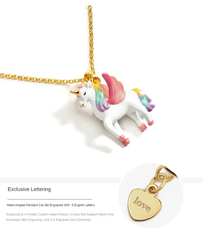 Rainbow Unicorn Enamel Necklace - Image 4