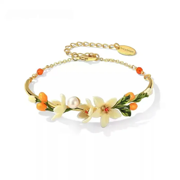 Orange Blossom Enamel Bracelet - Image 1