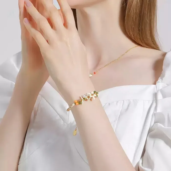 Orange Blossom Enamel Bracelet - Image 3
