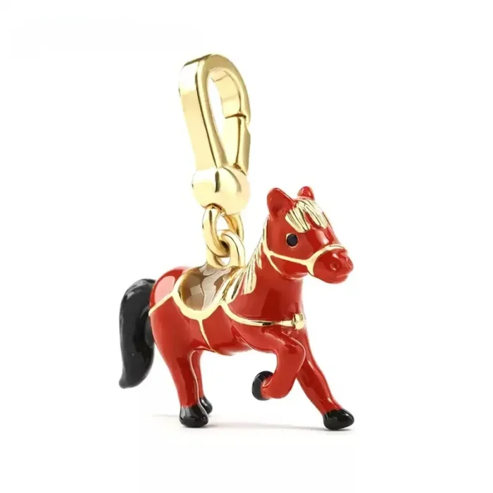 Lucky Red Horse enamel Necklace - Image 4