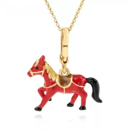 Lucky Red Horse enamel Necklace